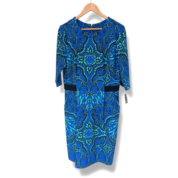 Gabby Skye Paisley Print Ultra-Soft Sheath Dress with Pockets Size 14 New Spring - Picture 8 of 9